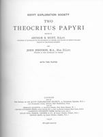 Two Theocritus Papyri 0901212369 Book Cover