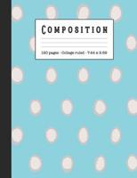 Composition: Wide ruled education composition notebook for school and college students and teachers - Blue, gray and white spot contemporary graphic cover art design 1080335145 Book Cover