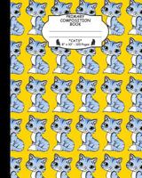 Primary Composition Book Cats. 8" x 10". 120 Pages: Handwriting practice and Sketch Composition Notebook For Kids In Kindergarten, Grade 1 and Grade 2. Grey and Blue Cat Pattern Cover. 1729141315 Book Cover