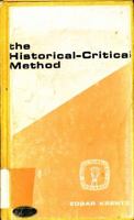 The Historical-Critical Method (Guides to Biblical scholarship) 0800604601 Book Cover