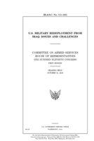 U.S. military redeployment from Iraq: issues and challenges 1691507571 Book Cover