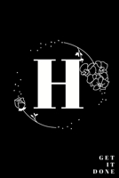 Simple Black Initial Letter H Notebook with Rose Floral Journal for Women, Girls Birthday Gift and School: Lined Notebook / Journal Gift, 120 Pages, 6x9, Soft Cover, Matte Finish 1677321644 Book Cover