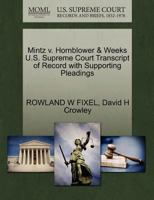 Mintz v. Hornblower & Weeks U.S. Supreme Court Transcript of Record with Supporting Pleadings 1270279254 Book Cover