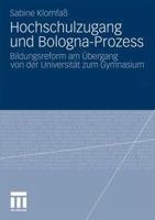 Hochschulzugang Und Bologna-Prozess: Bildungsreform Am Ubergang Von Der Universitat Zum Gymnasium 3531181270 Book Cover