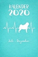 Kalender 2020: Türkiser Tageskalender Mops Herzschlag Hunde 2. Halbjahr Juli Dezember ca DIN A5 weiß über 190 Seiten 1650646666 Book Cover