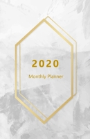 2020 Monthly Planner: Portable. Month on 2 pages followed by six Notes pages. Monthly layout Includes To-do section. 8.5x 5.5. Fits in purse. (Half Letter size). (Marble look, gold hexagon design. Sof 1708044787 Book Cover