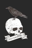 Never More Nevermore Skull And Raven: Unlined / Plain Nevermore Notebook / Journal Gift - Large ( 6 x 9 inches ) - 120 Pages || Softcover 1674062095 Book Cover