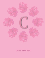 C: Monogram Initial C  Letter Ruled Notebook for Women,Girl and School, Pink Floral Cover 8.5'' x 11'', 100 pages B083XX3LLL Book Cover