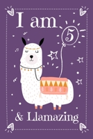 I am 5 And Llamazing: A Great Gift for Granddaughter, Daughter, Little Sister on 5th Birthday - Wide Ruled 6x9 Inch 110 Pages Composition Notebook Gifts for 5 Years Old Girls and Boys, Cute Llama Love 1706326386 Book Cover