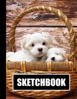 Sketchbook: Cute White Puppies Cover Design | White Paper | 120 Blank Unlined Pages | 8.5" X 11" | Matte Finished Soft Cover 1711268127 Book Cover