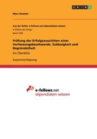 Pr�fung der Erfolgsaussichten einer Verfassungsbeschwerde. Zul�ssigkeit und Begr�ndetheit 3668004501 Book Cover