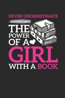 Never Underestimate The Power Of A Girl With A Book: Dotted Bullet Notebook (6 x 9 - 120 pages) Reader Themed Notebook for Daily Journal, Diary, and Gift 1677450649 Book Cover