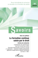La formation continue saisie par le droit (Savoirs) (French Edition) 2336444798 Book Cover
