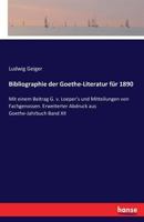 Bibliographie Der Goethe-Literatur Fur 1890 3741153818 Book Cover