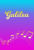 Galilea: Sheet Music Note Manuscript Notebook Paper Pink Blue Gold Personalized Letter G Initial Custom First Name Cover Musician Composer Instrument Composition Book 12 Staves a Page Staff Line Notep 1706628498 Book Cover