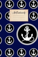 Notizbuch: Punktraster, 100 Seiten, DIN A5 Format, wei�es Papier, gl�nzendes Softcover f�r hochwertiges Design Notizheft - Tagebuch - Journal - Planer Cover: Schwarz Wei� Blaues Anker Muster Hafen Sch 1692784773 Book Cover