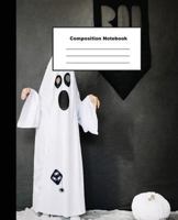 Composition Notebook: Cute Little Ghost and Pumpkin Wide Ruled Paper Note 1726689727 Book Cover