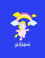 Sketchbook: Cute Unicorn, Large Journal With Blank Paper For Drawing And Sketching & Crayon Coloring for Girls, 110 Pages, 8.5 x 11 (Kids Drawing Books) 1673334121 Book Cover