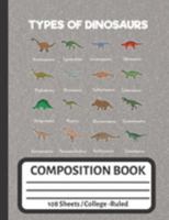 Types of Dinosaurs: Composition Notebook for Dinosaur Lovers 1691743194 Book Cover