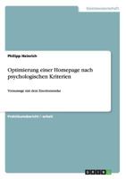 Optimierung einer Homepage nach psychologischen Kriterien: Voraussage mit dem Emotionsradar 3656166609 Book Cover