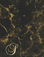 S: College Ruled Monogrammed Gold Black Marble Large Notebook 1097853268 Book Cover