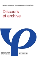 Discours et archive 2804721396 Book Cover