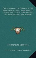 Der Syntaktische Gebrauch Des Verbums Bei Amyot, 3744672263 Book Cover