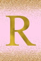 R: Letter R Initial Monogram Notebook - Pretty Pink & Gold Confetti Glitter Monogrammed Blank Lined Note Book, Writing Pad, Journal or Diary with Lines - Birthday or Christmas Gift for Kids, Girls & W 1088543987 Book Cover