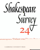 Shakespeare Survey: Volume 24, Shakespeare: Theatre Poet 0521523613 Book Cover