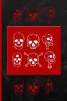 Head Skulls in Red: 6x9 College Ruled Notebook 1692599089 Book Cover
