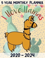 5 Year Monthly Planner 2020-2024 - I llove llamas: Large & Simple Daily Organizer 1692549391 Book Cover