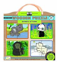 Green Start Wooden Puzzles - Animals at Home: Earth Friend Puzzles with Handy Carry & Storage Case 1601691076 Book Cover