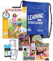 Summer Bridge Activities 3-4 Bundle, Age 8-9, Math, Language Arts, and Science Summer Learning 4th Grade Workbooks All Subjects, Multiplication Math Flash Cards, Children's Books, and Drawstring Bag 1483871770 Book Cover