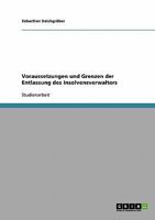 Voraussetzungen und Grenzen der Entlassung des Insolvenzverwalters 3638802876 Book Cover