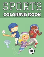 Sports Coloring Book: For Kids | Baseball, Football, Hockey, Soccer & Tennis | Large Print B08HGPPPP4 Book Cover