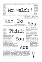 Mr. Welch ! Who Do You Think You Are ? 1499577184 Book Cover