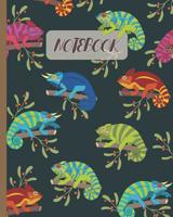 Notebook: Cute Chameleon Laying on Branches Cartoon Cover - Lined Notebook, Diary, Track, Log & Journal - Gift Idea for Kids, Teens, Men, Women (8"x10" 120 Pages) 1080957979 Book Cover