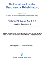 International Journal of Psychosocial Rehabilitation 20th Edition 1326927027 Book Cover