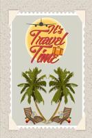 It's Travel Time: Vacation Planner With Itinerary And Checklists For 28 Trips: Beach Setting With Palm Trees 1076781985 Book Cover