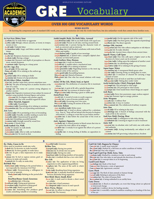 GRE Vocabulary: a QuickStudy Laminated Reference Guide 1423236491 Book Cover