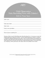 AEPS Child Observation Data Recording Form For Birth To Three Years 1557665834 Book Cover