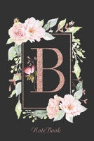 (B) Notebook: Unique Art Design: Rose Gold Monogram B: 6 x 9" Slimline, Wide Rule Lined Pages 1658370376 Book Cover