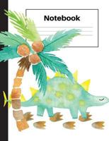 Notebook: Dinosaur Stegosaurus, Palm Tree, Foot Prints, Graph Paper 5x5, Notebook Home Office School Student Teacher Homeschool, 7.4 x 9.7 in, 200 ... home, students, teachers 1724589245 Book Cover
