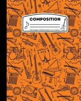 Composition: Music Sketch Orange and Black Composition Notebook for Boys or Girls. Musical Musician Instruments Wide Ruled Book 7.5 1724686747 Book Cover