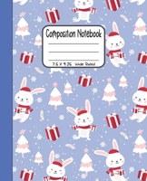 Composition Notebook: 7.5x9.25 Wide Ruled | Christmas White Bunny with Gifts 1678531723 Book Cover