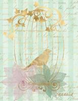 Basics Sketchbook Gilded Bird In A Cage Ephemera Collage Notebook: Art Drawing Notebook with Framed White Pages 1798777940 Book Cover