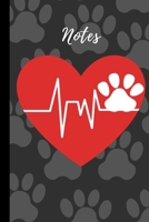 Notes: paw print heartbeat dog or cat lovers 6" X 9" 120 pages lined notebook 1696419654 Book Cover