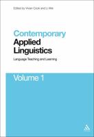 Contemporary Applied Linguistics Volume 1: Volume One Language Teaching and Learning 1441150218 Book Cover