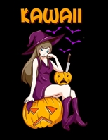 Kawaii: Kawaii Girl Halloween Anime Witch Waifu Blank Anime Manga Comic Book Notebook (130 Comic Template Pages, 8.5 x 11) 1707976414 Book Cover