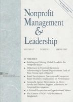 Nonprofit Management & Leadership, No. 3, Spring 2007 (J-B NML Single Issue Nonprofit Management & Leadership) 0787996734 Book Cover